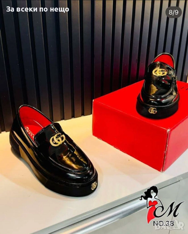 Gucci Мъжки Черни Лачени Мокасини Код SK364, снимка 1