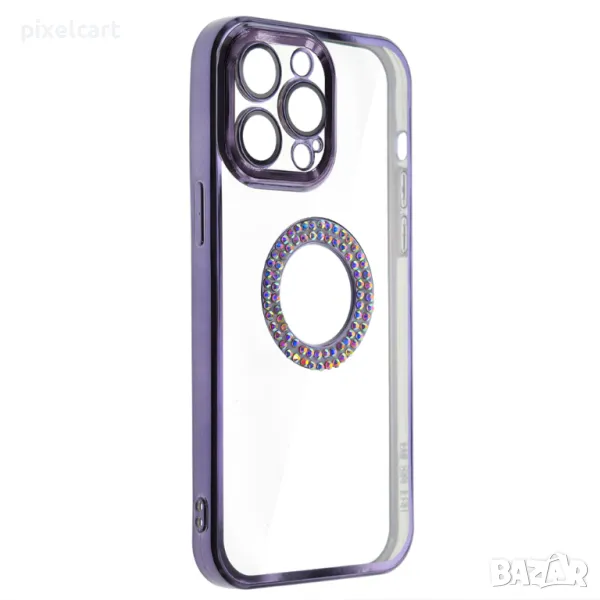 Силиконов калъф Diamond за iPhone 15 Pro, Лилав, снимка 1