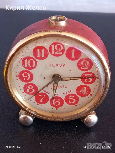 Винтидж механичен будилник СЛАВА СССР рядък за КОЛЕКЦИОНЕРИ 44216, снимка 1