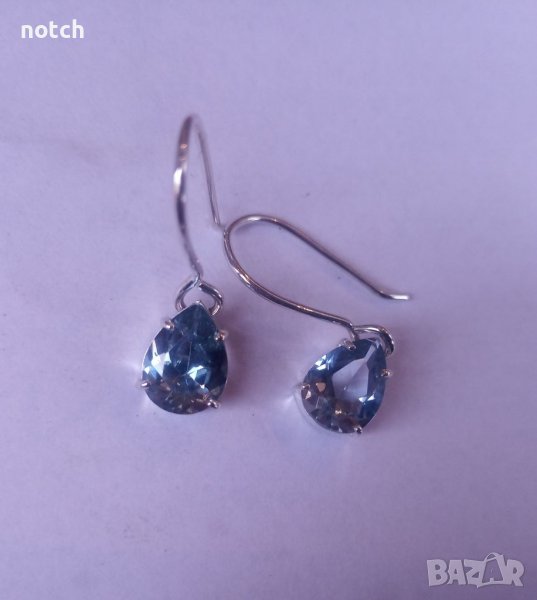 Сребърни обеци с аквамарини, снимка 1