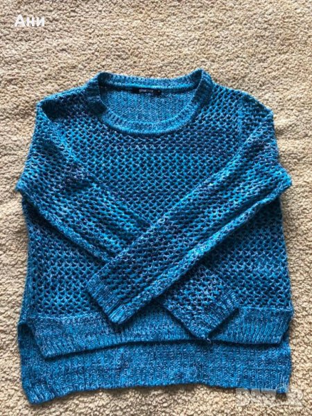 Плетен синьо-зелен пуловер GinaTricot XS, снимка 1