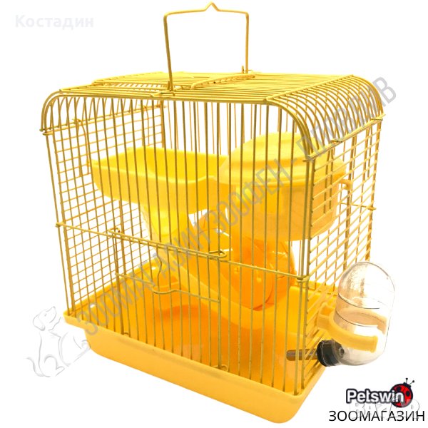 Клетка за Хамстер - 22.5см/17см/25см - с Аксесоари - Жълта Разцветка, снимка 1