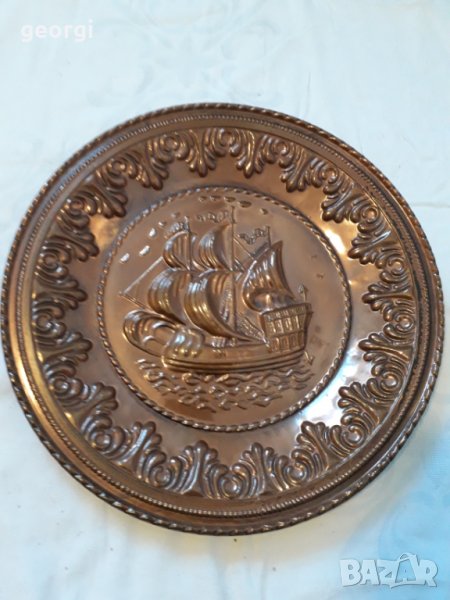 Декоративно медно пано чиния за стена кораб   17/2, снимка 1