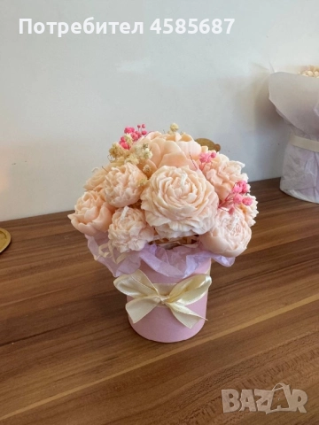 Цветя от свещи, изработени от естествен соев восък, ръчно изработени., снимка 7 - Изкуствени цветя - 51617704