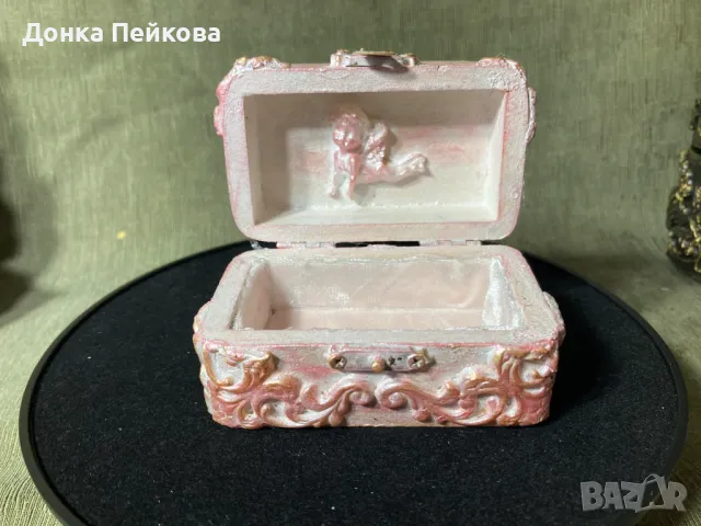 Ръчно декорирана кутия за кръщене за косичка или пъпче, скъпи спомени за бебче, снимка 16 - Декорация за дома - 48729758