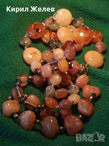 ХАЛЦЕДОН и ЯСПИС СТАРО БРОНЗОВО ПОЗЛАТЕНО КОЛИЕ 66781, снимка 10 - Колиета, медальони, синджири - 29555783