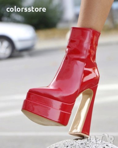 Боти на ток - червен лак - YSV1