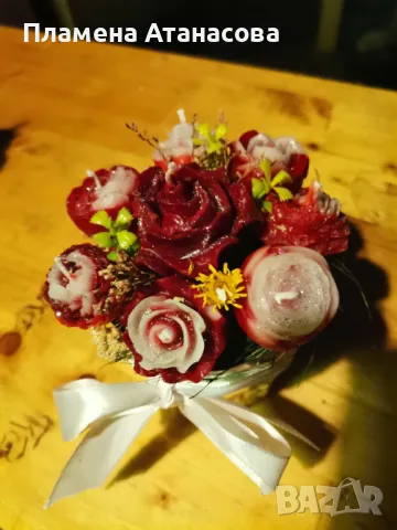 Букети от ароматни соеви свещи, снимка 2 - Декорация за дома - 50236684