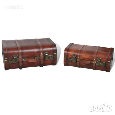 vidaXL Комплект дървени винтидж сандъци, 2 бр, снимка 3 - Скринове - 56146349