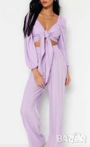 Нов Комплект блуза и панталон в лилаво, снимка 2 - Костюми - 51319010