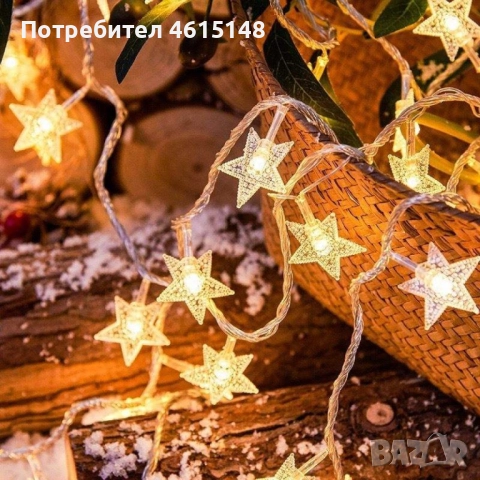 Светещи коледни LED лампички със звездички с щепсел., снимка 4 - Други - 51983604