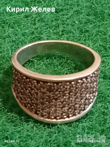 Прекрасен скъпоценен сребърен пръстен с ювелирно инкрустирани цирконий ръчна изработка 39744, снимка 4 - Пръстени - 52917683