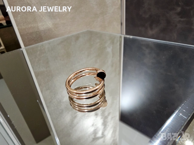 CARTIER Nail Juste un Clou Double Rose Gold Diamonds Пръстен Пирон, снимка 4 - Пръстени - 53237970