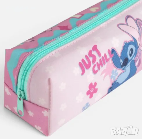 Цилиндричен несесер Stitch – розов, 19x6x6 см, снимка 2 - Ученически пособия, канцеларски материали - 55940969