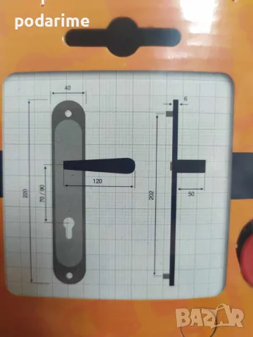 Дръжки с пасивна топка, цял шил, 90 мм, черни, снимка 2 - Входни врати - 49738084