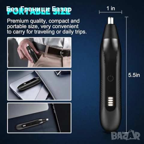 Нов мъжки Електрически тример за нос/уши + вежди 16000RPM водоустойчив , снимка 5 - Тримери - 53375291