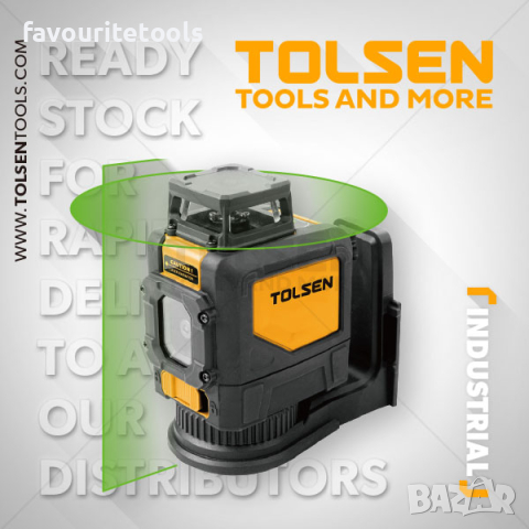 Лазарен нивел Tolsen Industrial, обхват 30 метра, зелен лъч, снимка 2 - Други инструменти - 39107891