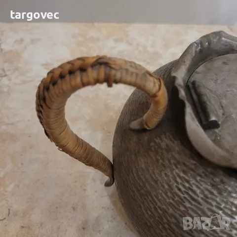 рядък ръчно изработен посребрен чайник, снимка 5 - Антикварни и старинни предмети - 48647662