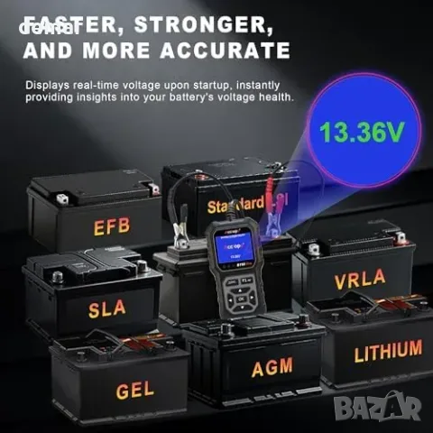 Тестер за акумулатори BT60 Pro, 6/12/24 V, 100–3000 CCA, черно-сив, снимка 8 - Аксесоари и консумативи - 56228542