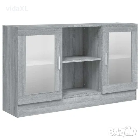vidaXL Шкаф витрина, сив сонома, 120x30,5x70 см, инженерно дърво, снимка 1 - Бюфети - 56148018