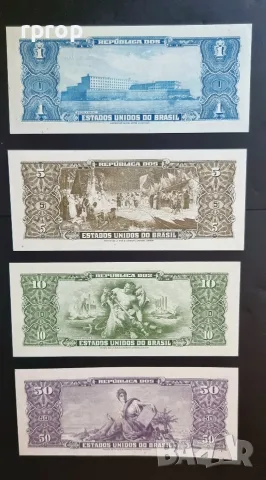 Бразилия. 1, 5, 10 и 50 крузейро. 1950- 1963 година. UNC. 4 бройки, снимка 2 - Нумизматика и бонистика - 50201850
