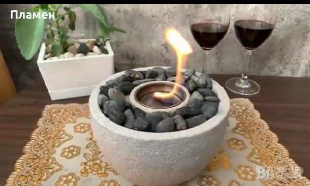 Декоративна камина на биоетанол декорация камък и огнище 23х11 см., снимка 2 - Други - 52298039