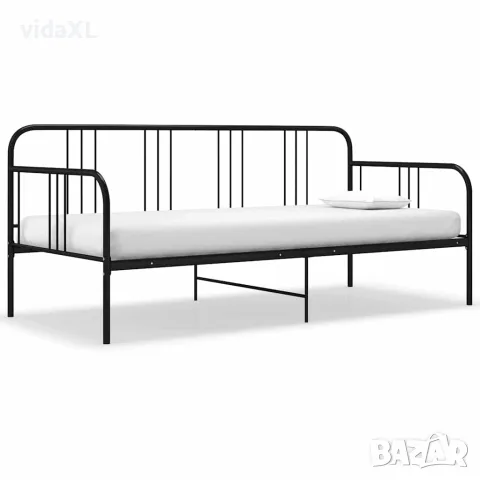 vidaXL Рамка за разтегателен диван, черна, метал, 90x200 см