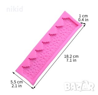 къдрав зигзаг с цвете силиконов молд дантела борд кант форма фондан захарна паста гъмпейст, снимка 2 - Форми - 44419846