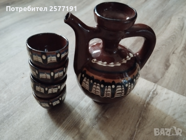 Керамичен сервиз за вино или ракия , снимка 4 - Антикварни и старинни предмети - 44695783