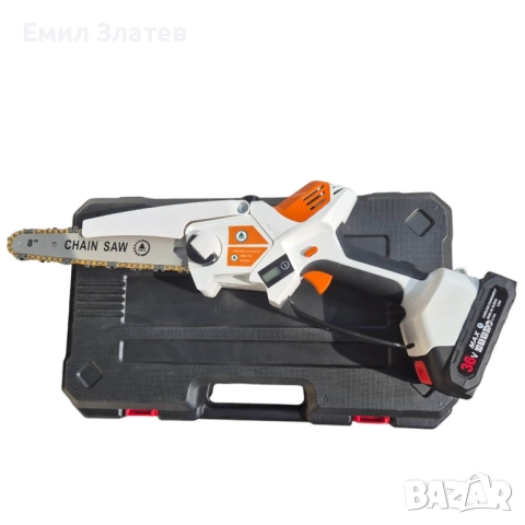 Акумулаторен трион Тайга 36V мини резачка с 2 вериги и омасляване, снимка 2 - Градински инструменти - 52617548