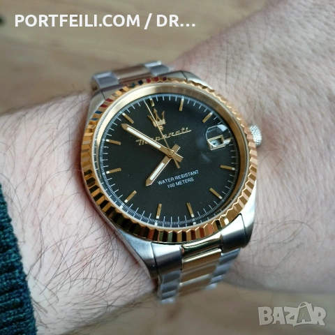 Оригинален лицензиран часовник Maserati от Morellato Italy, корона на винт, 10 АТМ, черен циферблат,