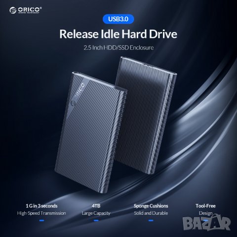 Кутия за твърд диск 2,5 USB 3.0 HDD-SSD, снимка 1 - Външни хард дискове - 30273862