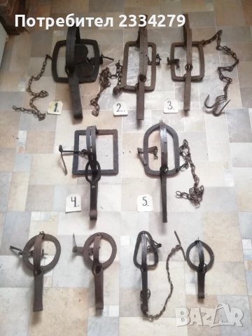 Вълчи капани големи и малки,стари ръчно изковани-изработени от различни майстори в различни времена., снимка 18 - Антикварни и старинни предмети - 39104349