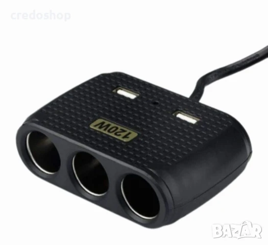 РАЗКЛОНИТЕЛ ЗА ЗАПАЛКА 12V / 24V 3 входа + 2 USB вход
