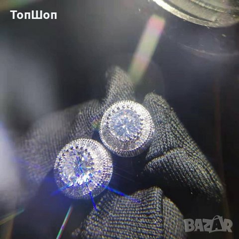 Bling Bling Хип Хоп - Обеци с камъни - 3 Модела, снимка 3 - Обеци - 30238630