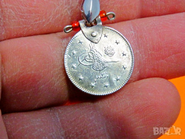 Старинна османска муска , турски амулет с Тугра, туга 18мм - накит, амулет със сребърн, снимка 4 - Други - 39121500
