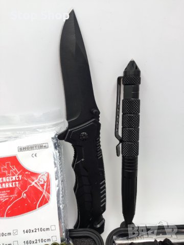 Сет за оцеляване нож,фенер,одеало,магнезиева пръчка, снимка 3 - Ножове - 39602280