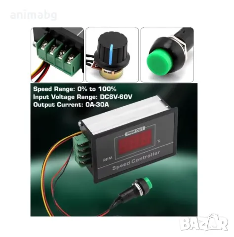 ANIMABG Регулатор на скоростта на двигателя с превключвател за старт и стоп, снимка 6 - Друга електроника - 48990227