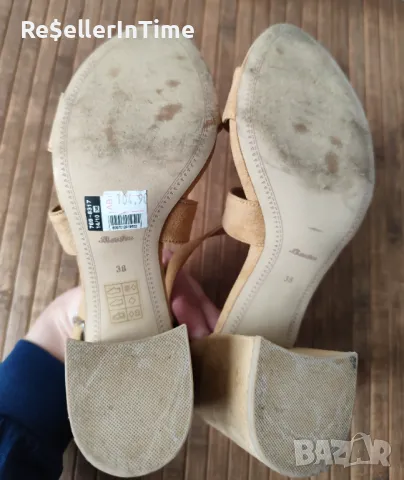 Сандали на ток Bata 38 номер, в бежово , снимка 4 - Сандали - 50044160