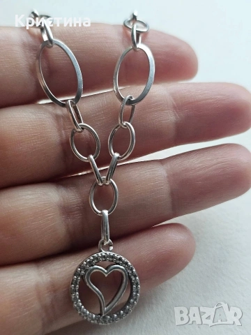 Красиво сребърно колие, снимка 2 - Колиета, медальони, синджири - 53906027