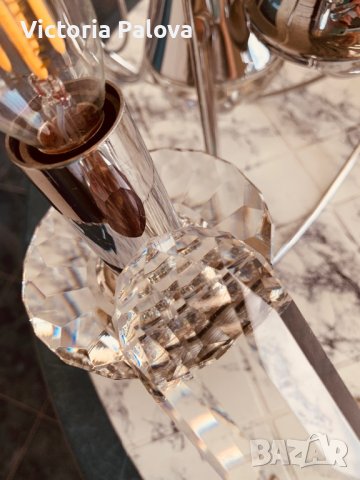 Красив кристален полилей и две лампи за стена-комплект, снимка 12 - Полилеи - 37700086