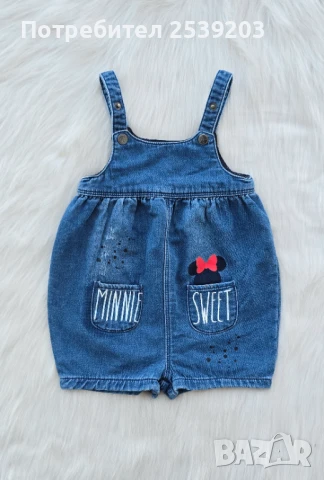 Детски дънков гащеризон Мини Маус 6-9-12месеца, снимка 5 - Бебешки гащеризони - 50815030