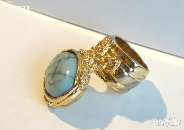 Позлатен пръстен с камък, снимка 5 - Пръстени - 35387912