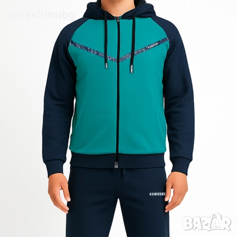 Мъжки спортен екип с качулка, 5 цвята, от М до 3XL, снимка 10 - Спортни дрехи, екипи - 52183813