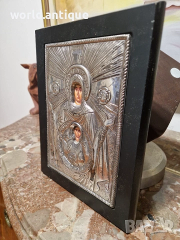 Страхотна антикварна сребърна икона със сертификат , снимка 6 - Антикварни и старинни предмети - 53913379