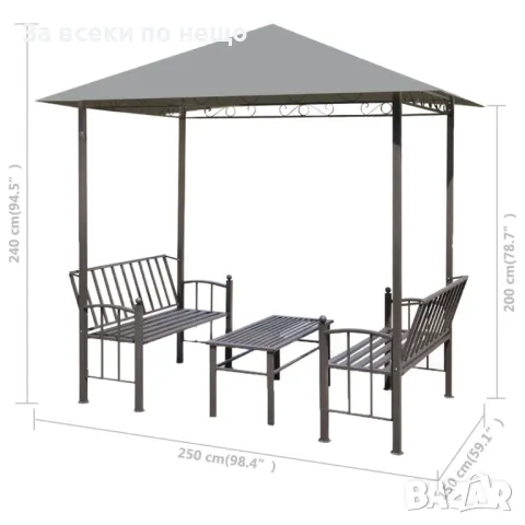 Градинска Шатра С Маса И Пейки 2,5x1,5x2,4 м Антрацит Код P581, снимка 2 - Градински мебели, декорация  - 50426725