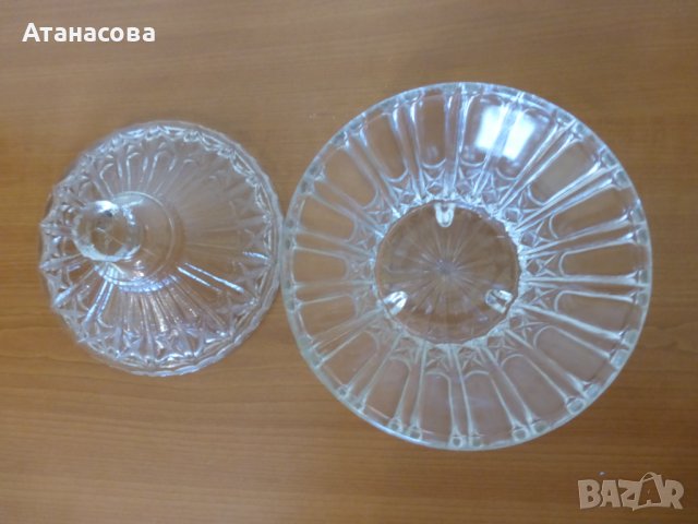 Ретро стъклена захарница бонбониера 1930 г, снимка 3 - Аксесоари за кухня - 44247722