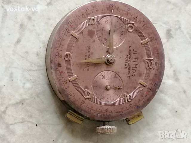ULTIMOR CHRONOGRAFFE SWISS - РАБОТЕЩ МЕХАНИЗЪМ , снимка 15 - Антикварни и старинни предмети - 42757938