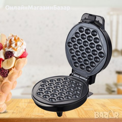 Гофретник за Bubble Waffle Rosberg R51442H 1000W, Черен, 2 ГОДИНИ ГАРАНЦИЯ, снимка 2 - Гофретници - 44199738