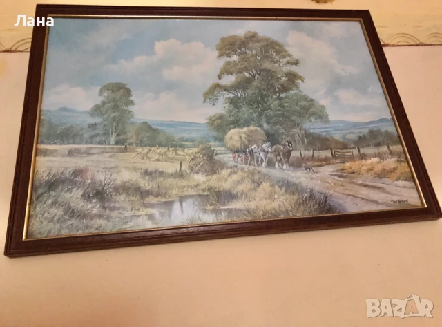 Малка картина за подарък рисувана с маслени бои в дървена рамка с размери 15x20 см, Англия, снимка 8 - Картини - 49008899